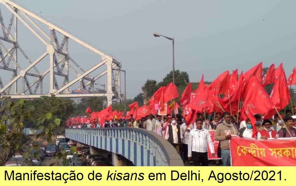 Manifestação de kisans em Delhi, Agosto/2021.