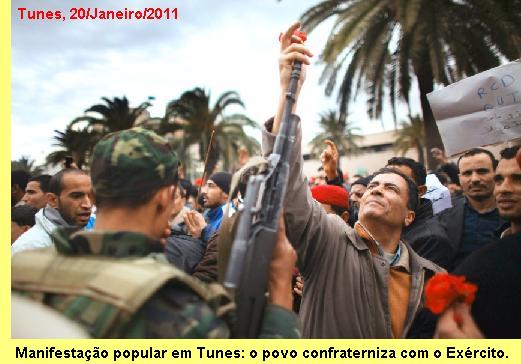 Manifesta��o popular em Tunes.