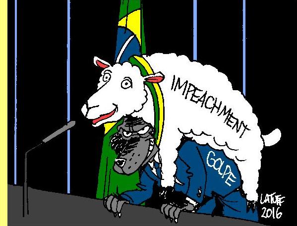 Cartoon de Latuff, golpe para a mudan�a de regime.