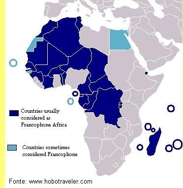 Países francófonos da África.
