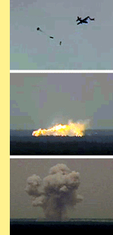 MOAB: screen shots of test: explosion and mushroom cloud.
