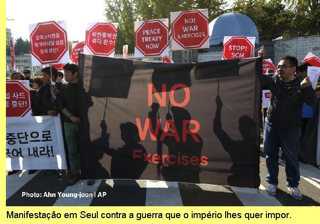 Manifesta��o em Seul contra a guerra.
