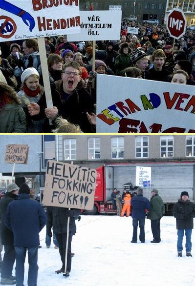 Protestos na Isl�ndia.