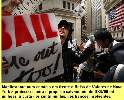 Protesto frente � bolsa de Nova York.