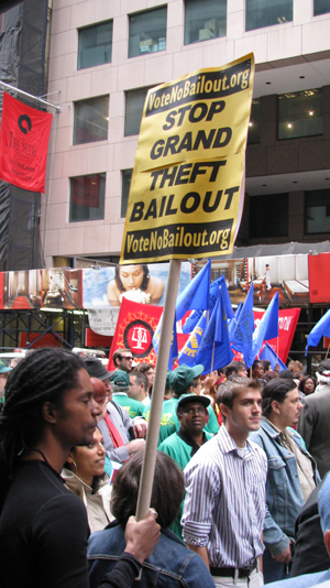 Manifesta��o em Nova York contra o roubo-salvamento.