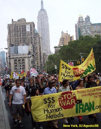Cabe�a da manifesta��o em Nova York.