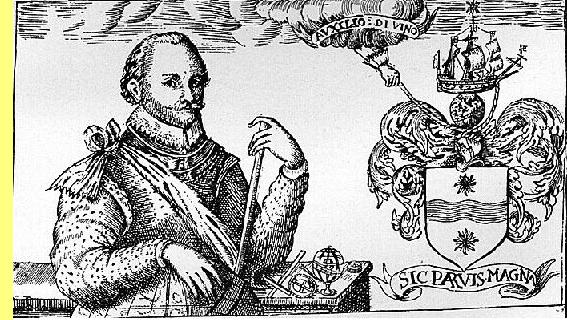 Sir Francis Drake e seu bras�o.