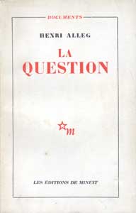 Capa da 1� edi��o de 'La Question', lan�ado pela Ed. Minuit