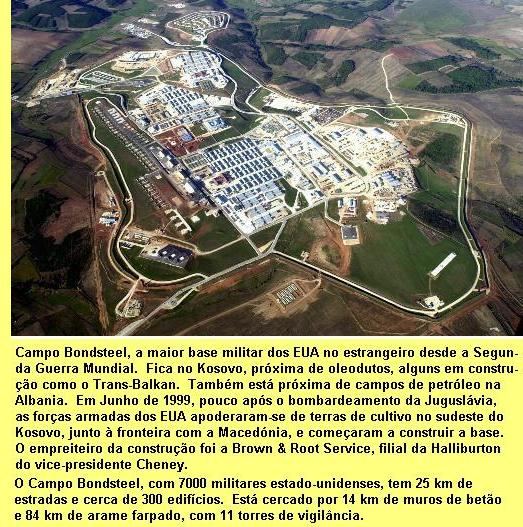 Base militar dos EUA no Kosovo.