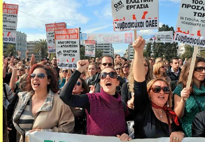 Protesto em Atenas.