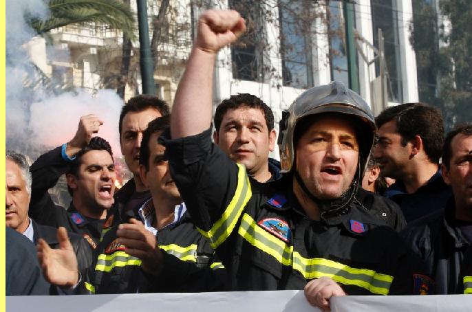 Protesto de bombeiros.
