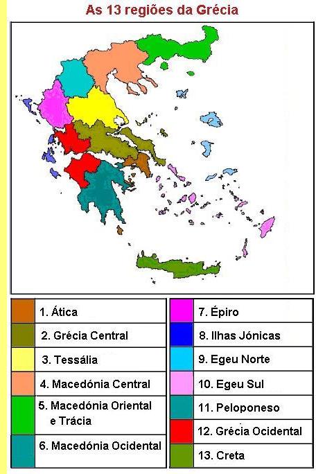 As 13 novas regi�es da Gr�cia.