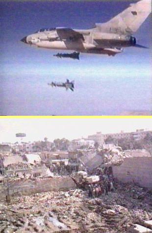 Bombas da US Air Force sobre o Iraque.  S�o transportadas por m�sseis ditos 'inteligentes'. O que dizer da intelig�ncia dos que os comandam?