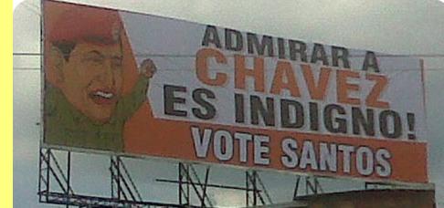 Cartaz da campanha eleitoral do novo presidente colombiano.