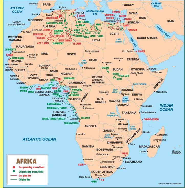 Recursos da �frica em hidrocarbonetos.