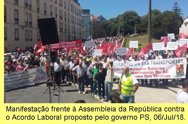 Manifesta��o de trabalhadores frente � Assembleia da Rep�blica.