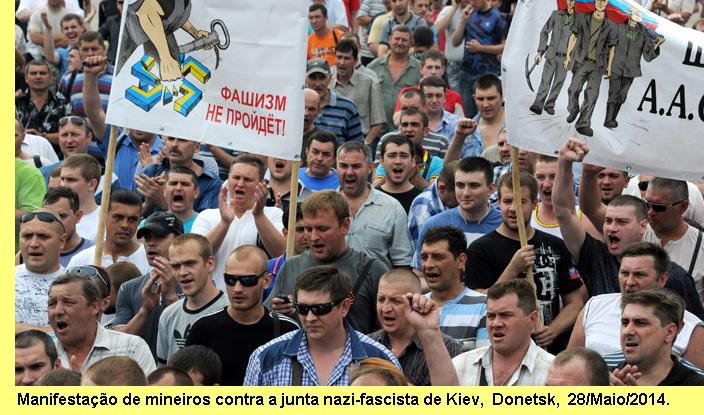 Manifesta��o de mineiros em Donetsk, 28/Maio/2014.