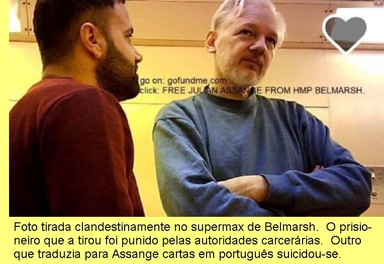 Assange no presídio de Belmarsh.