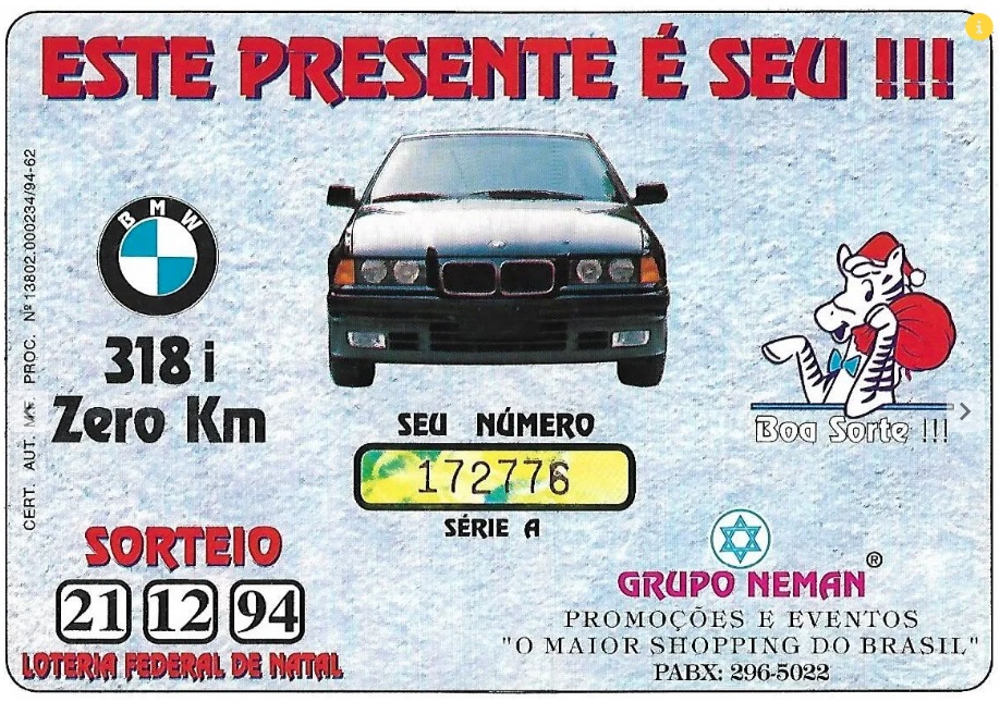 Bilhete para sorteio de BMW.
