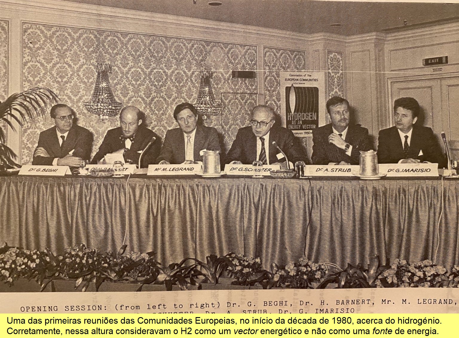 Uma das primeiras reuniões das Comunidades Europeias acerca do hidrogénio como vector energético.