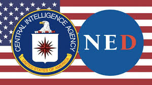 CIA e NED, logos.