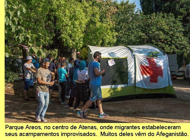 Parque de refugiados em Atenas.