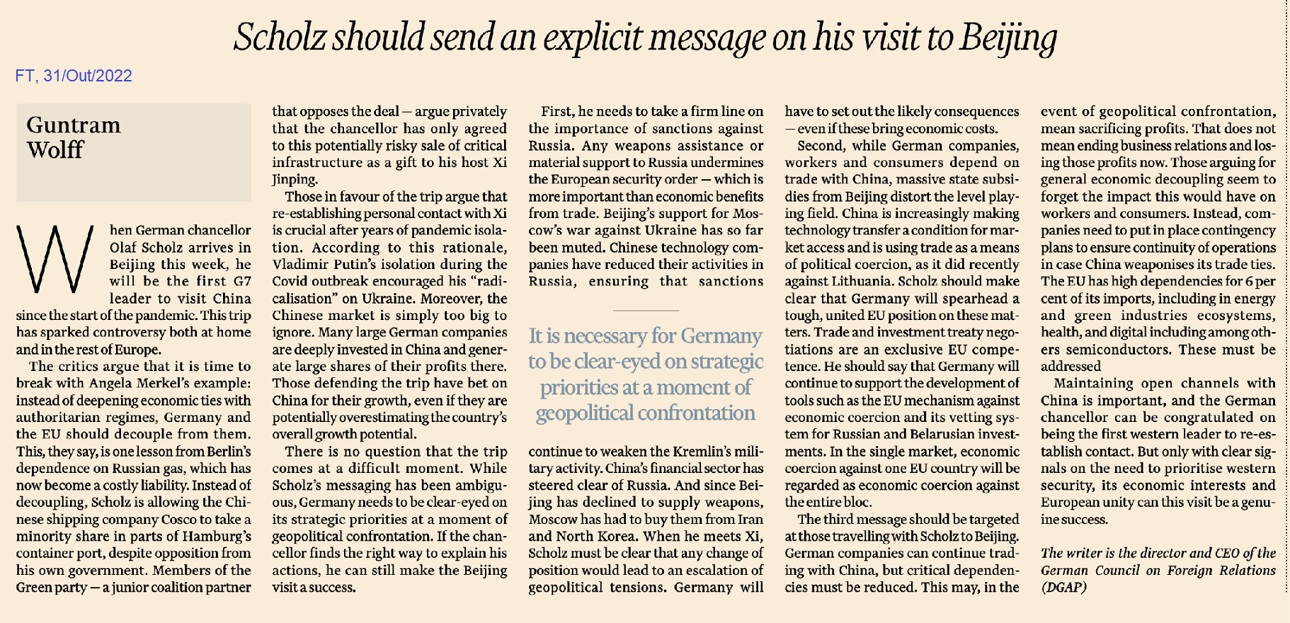 Artigo de Guntram Wolff no FT.