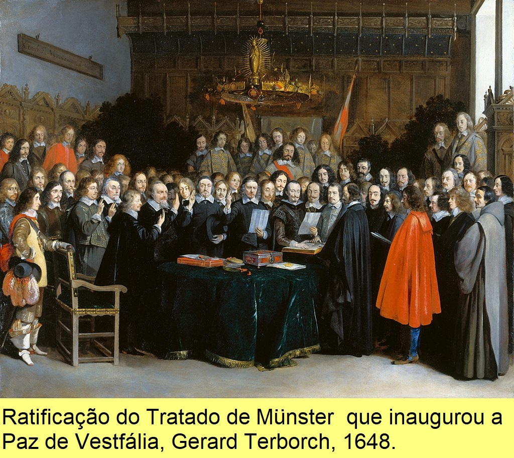 Ratificação do tratado que inaugurou a Paz de Vestfália, Gerard Terborch, 1648.