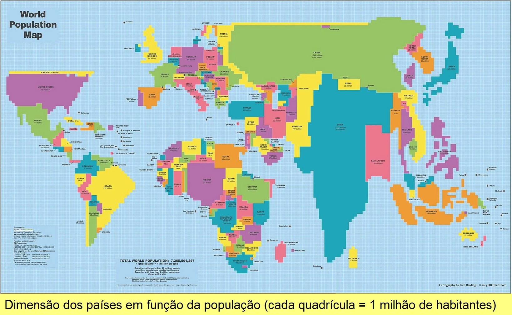 Dimensão dos países em função da população.