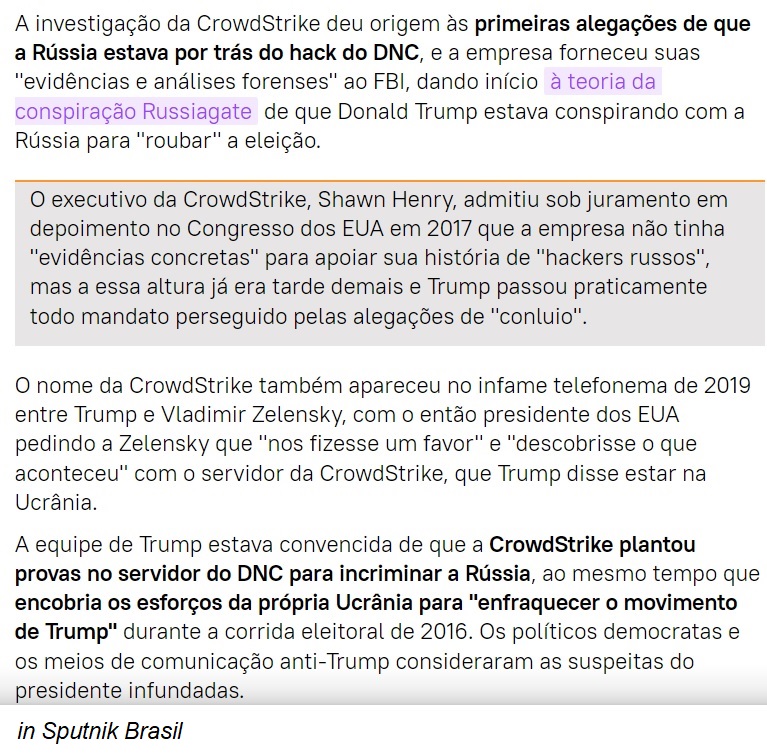 Crowdstrike mentiu no caso dos hackers russos.