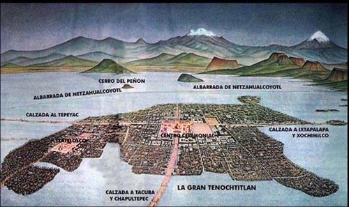 Mapa mural de Tenochtitlan, Museu Nacional de Antropologia do M�xico.