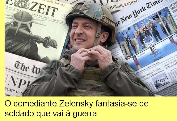 O comediante Zelensky que preside a Ucr�nia.