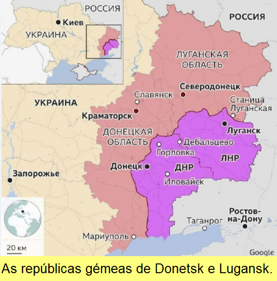 As repúblicas de Donetsk e Lugansk.