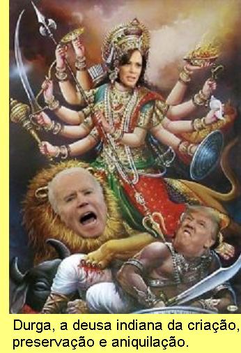 Kamala Harris como a deusa indiana Durga.