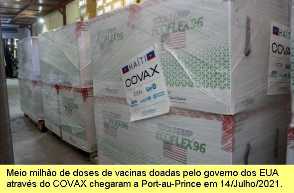 Haiti recebe vacinas.