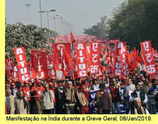 Manifesta��o de trabalhadores durante a Greve Geral, 08/Jan/2019.