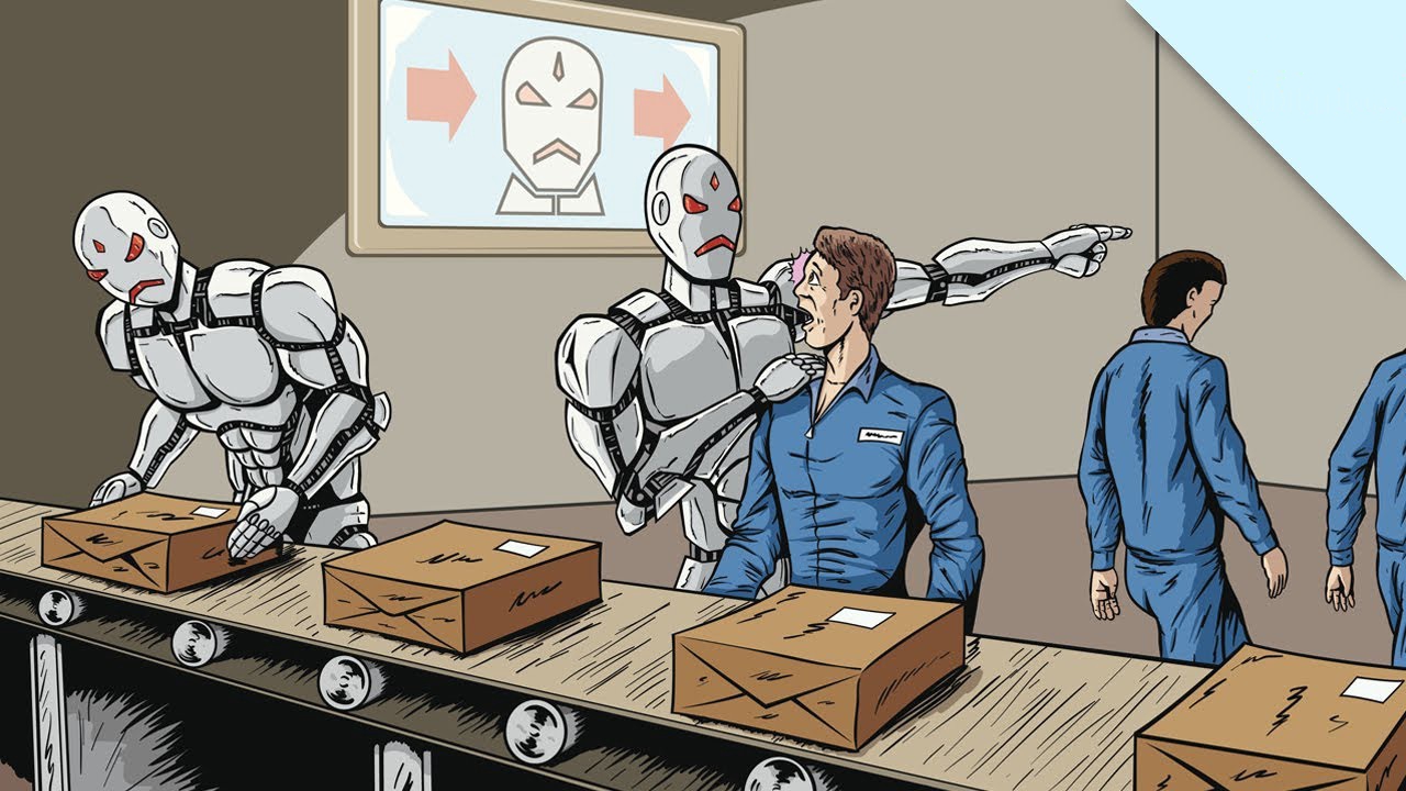 cartoon IA e desemprego, autor desconhecido.