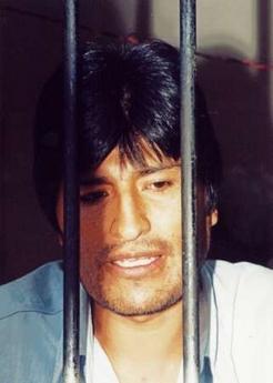 Evo Morales em 1985, na pris�o.