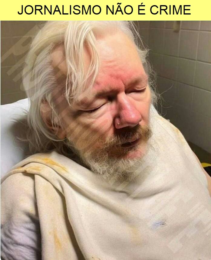 Julian Assange no presídio de Belmarsh, Reino Unido.