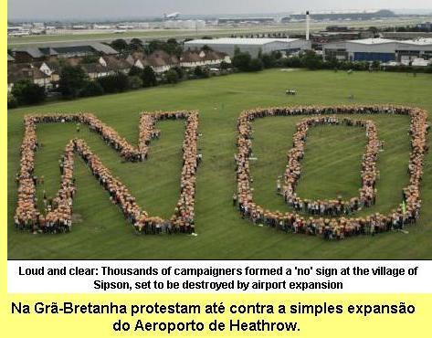 Protesto contra a expans�o do Aeroporto de Heathrow.