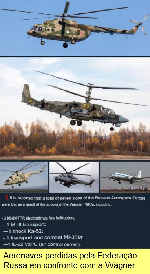 Aeronaves derrubadas pela Wagner.