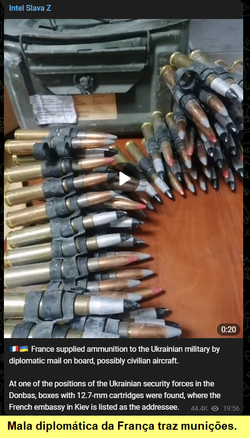 França usa mala diplomática para trazer munições para a Ucrânia.