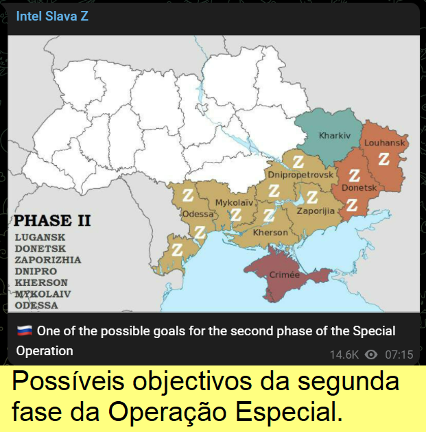 Possíveis objectivos da 2ª fase das operações.